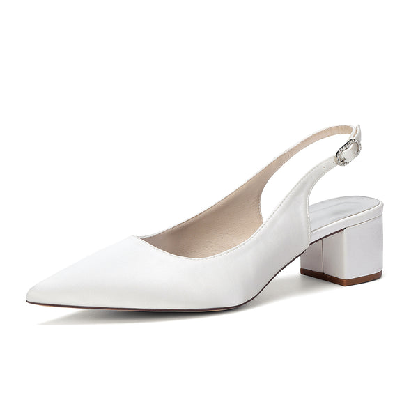 Women's Silk Satin With Closed Toe Ankle Strap Chunky Heel Evening Shoes