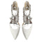 Women's Silk Satin With Closed Toe Ankle Strap Chunky Heel Evening Shoes With Rhinestone