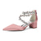 Women's Silk Satin With Closed Toe Ankle Strap Chunky Heel Evening Shoes With Rhinestone
