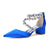 Women's Silk Satin With Closed Toe Ankle Strap Chunky Heel Evening Shoes With Rhinestone