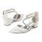 Women's Silk Satin With Closed Toe Ankle Strap Chunky Heel Evening Shoes With Rhinestone