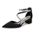 Women's Silk Satin With Closed Toe Ankle Strap Chunky Heel Evening Shoes With Rhinestone