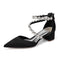 Women's Silk Satin With Closed Toe Ankle Strap Chunky Heel Evening Shoes With Rhinestone