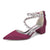Women's Silk Satin With Closed Toe Ankle Strap Chunky Heel Evening Shoes With Rhinestone