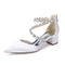 Women's Silk Satin With Closed Toe Ankle Strap Chunky Heel Evening Shoes With Rhinestone