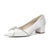Women's Silk Satin With Closed Toe Ankle Strap Chunky Heel Evening Shoes With Bowknot