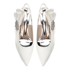 Women's Silk Satin With Closed Toe Ankle Strap Chunky Heel Evening Shoes With 3D Flower