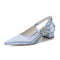 Women's Silk Satin With Closed Toe Ankle Strap Chunky Heel Evening Shoes With 3D Flower