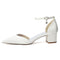Women's Silk Satin With Closed Toe Ankle Strap Chunky Heel Evening Shoes With Rhinestone