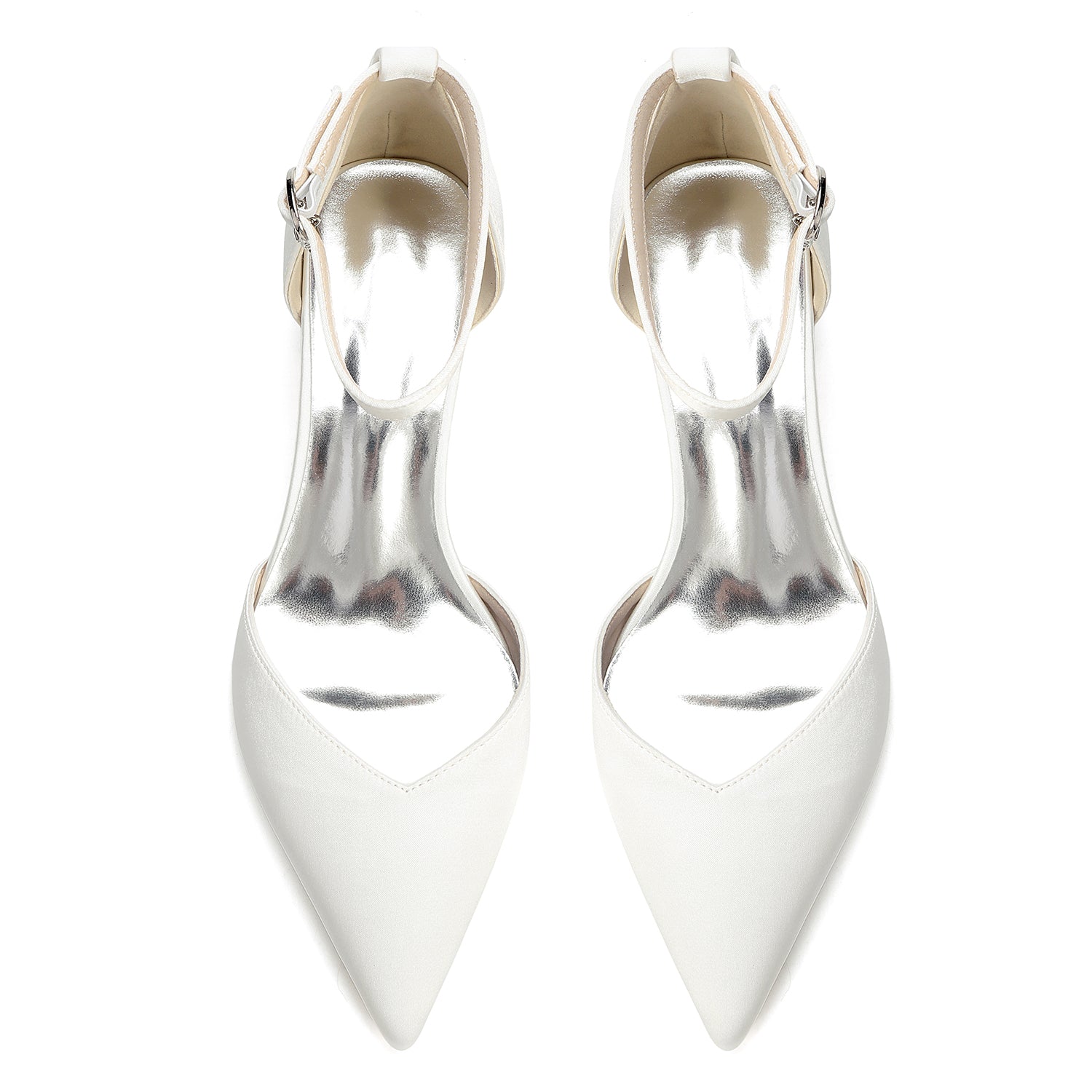 Women's Silk Satin With Closed Toe Ankle Strap Chunky Heel Evening Shoes With Rhinestone