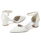 Women's Silk Satin With Closed Toe Ankle Strap Chunky Heel Evening Shoes With Rhinestone