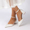 Women's Silk Satin With Closed Toe Ankle Strap Chunky Heel Evening Shoes With Rhinestone
