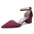 Women's Silk Satin With Closed Toe Ankle Strap Chunky Heel Evening Shoes With Rhinestone