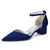 Women's Silk Satin With Closed Toe Ankle Strap Chunky Heel Evening Shoes With Rhinestone