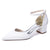 Women's Silk Satin With Closed Toe Ankle Strap Chunky Heel Evening Shoes With Rhinestone