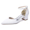 Women's Silk Satin With Closed Toe Ankle Strap Chunky Heel Evening Shoes With Rhinestone