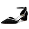 Women's  Silk Satin With Pearl Ankle Strap Closed Toe Chunky Heel Evening Shoes