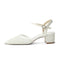 Women's Lace Silk Satin With Ankle Strap Closed Toe Chunky Heel Evening Shoes