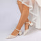 Women's Lace Silk Satin With Ankle Strap Closed Toe Chunky Heel Evening Shoes