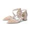 Women's Lace Silk Satin With Closed Toe Ankle Strap Chunky Heel Evening Shoes