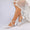 Women's Lace Silk Satin With Closed Toe Ankle Strap Chunky Heel Evening Shoes