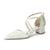 Women's Lace Silk Satin With Closed Toe Ankle Strap Chunky Heel Evening Shoes