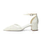 Women's Lace Silk Satin With Closed Toe Ankle Strap Chunky Heel Evening Shoes