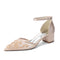 Women's Lace Silk Satin With Closed Toe Ankle Strap Chunky Heel Evening Shoes