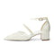 Women's Lace Silk Satin With Lace Closed Toe Ankle Strap Chunky Heel Evening Shoes