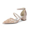 Women's Lace Silk Satin With Lace Closed Toe Ankle Strap Chunky Heel Evening Shoes