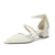 Women's Lace Silk Satin With Lace Closed Toe Ankle Strap Chunky Heel Evening Shoes