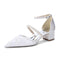 Women's Lace Silk Satin With Lace Closed Toe Ankle Strap Chunky Heel Evening Shoes