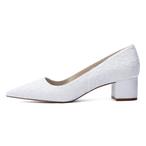 Women's Lace With Closed Toe Ankle Strap Chunky Heel Evening Shoes With Applique
