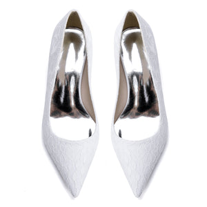 Women's Lace With Closed Toe Ankle Strap Chunky Heel Evening Shoes With Applique