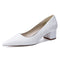 Women's Lace With Closed Toe Ankle Strap Chunky Heel Evening Shoes With Applique