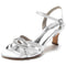 Women's Silk Satin With Rhinestone Ankle Strap Peep Toe Spool Heel Evening Shoes