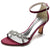 Women's Silk Satin Ankle Strap With Rhinestone Peep Toe Spool Heel Party Shoes