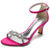Women's Silk Satin Ankle Strap With Rhinestone Peep Toe Spool Heel Party Shoes