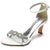 Women's Silk Satin Ankle Strap With Rhinestone Peep Toe Spool Heel Party Shoes