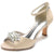 Women's Silk Satin With Ankle Strap Peep Toe Rhinestone Spool Heel Evening Shoes