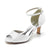 Women's Silk Satin With Ankle Strap Peep Toe Spool Heel Wedding Shoes