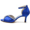 Women's Ankle Strap Silk Satin With Rhinestone Peep Toe Spool Heel Wedding Shoes