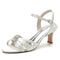 Women's Silk Satin With Ankle Strap Rhinestone Peep Toe Spool Heel Wedding Shoes