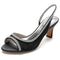 Women's Silk Satin With Lace Rhinestone Peep Toe Spool Heel Evening Shoes