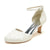 Women's Lace Silk Satin With Ankle Strap Lace Closed Toe Spool Heel Wedding Shoes