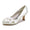 Women's Silk Satin With Flower Closed Toe Spool Heel Wedding Shoes