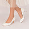 Women's Lace Silk Satin With Lace Closed Toe Spool Heel Evening Shoes