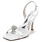 Women's Silk Satin With Flower Rhinestone Peep Toe Stiletto Heel Evening Shoes