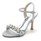 Women's Silk Satin With Ankle Strap Peep Toe Rhinestone Stiletto Heel Evening Shoes