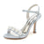 Women's Silk Satin With Ankle Strap Pearl Peep Toe Stiletto Heel Wedding Shoes